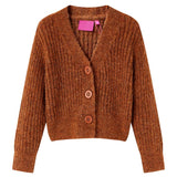 Vidaxl børne cardigan strikket 116 cognac farvet