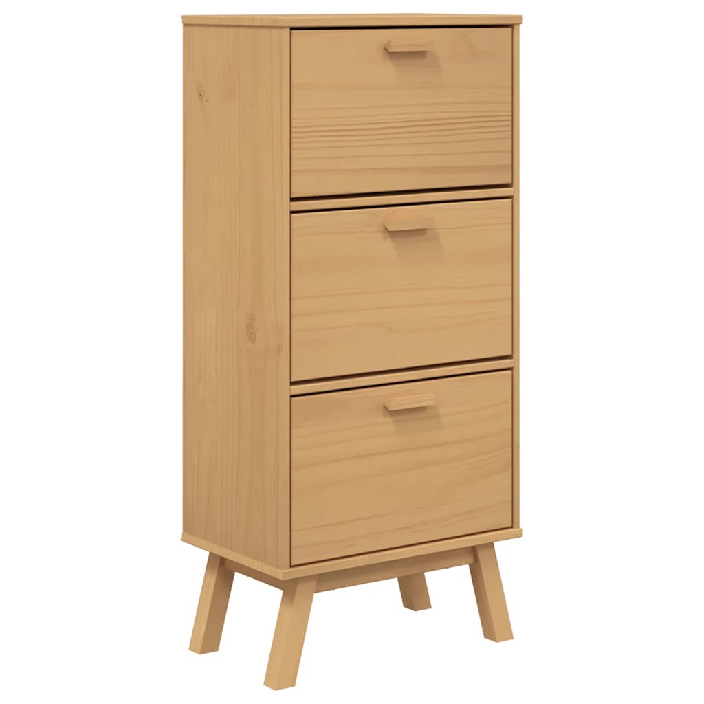 Vidaxx skoskab olden 55x35x120 cm fyrretræ brun