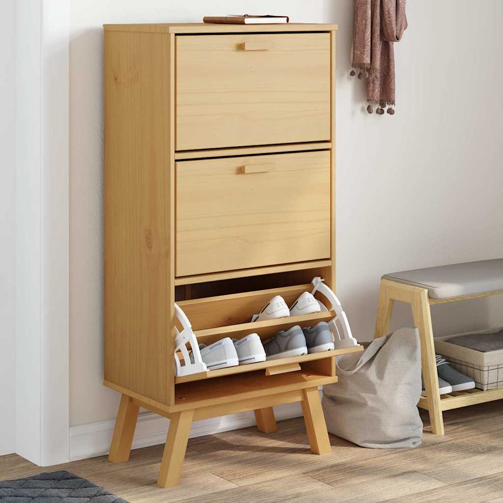 Vidaxx skoskab olden 55x35x120 cm fyrretræ brun