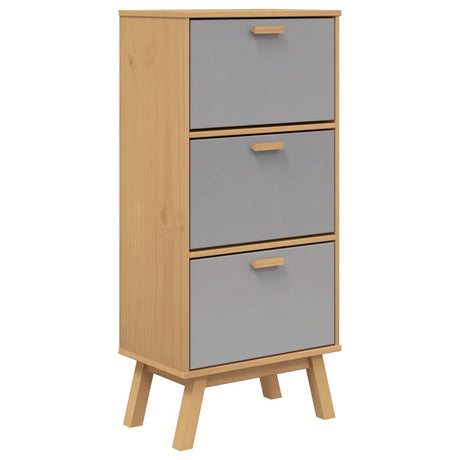 Vidaxx skoskab gammelt 55x35x120 cm fyrretræ grå og brun