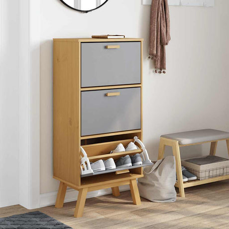 Vidaxx skoskab gammelt 55x35x120 cm fyrretræ grå og brun