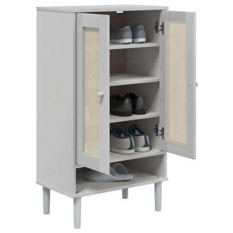 Vidaxx skoskab senja 59,5x35x107 cm rattan look fyrretræ hvid