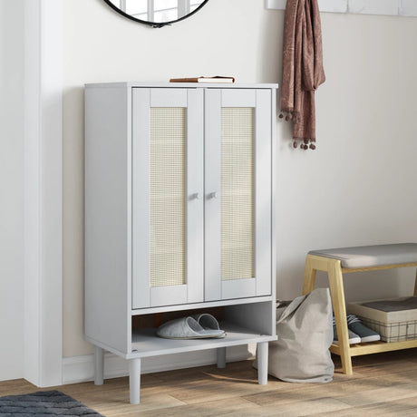 Vidaxx skoskab senja 59,5x35x107 cm rattan look fyrretræ hvid