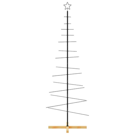 Vidaxl kerstdecoratie kerstboom met houten basis 180 cm metaal zwart
