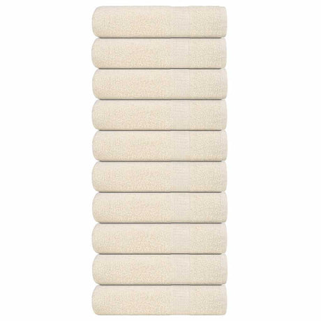 VidaXL badehåndklæder frogn 10 stk 100x150 cm 360 g m² creme