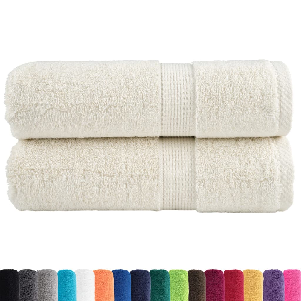 VidaXL gæstehåndklæder solund 2 stk 600 g m² 30x50 cm cremefarvede