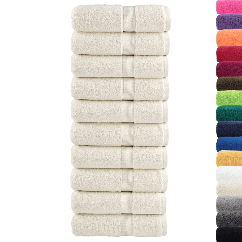 VidaXL gæstehåndklæder solund 10 stk 600 g m² 30x50 cm creme