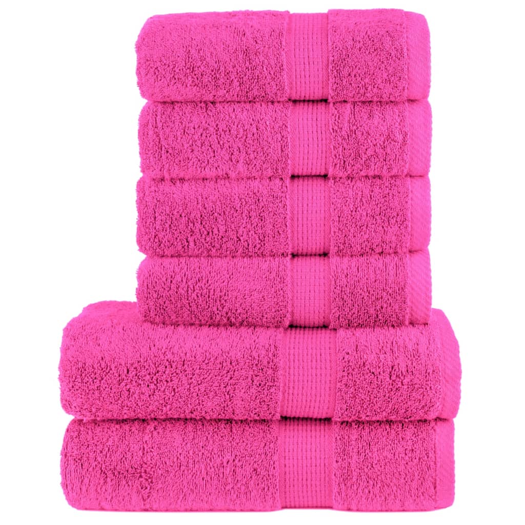 VidaXL 6-delt håndklædesæt solund 600 g m² pink