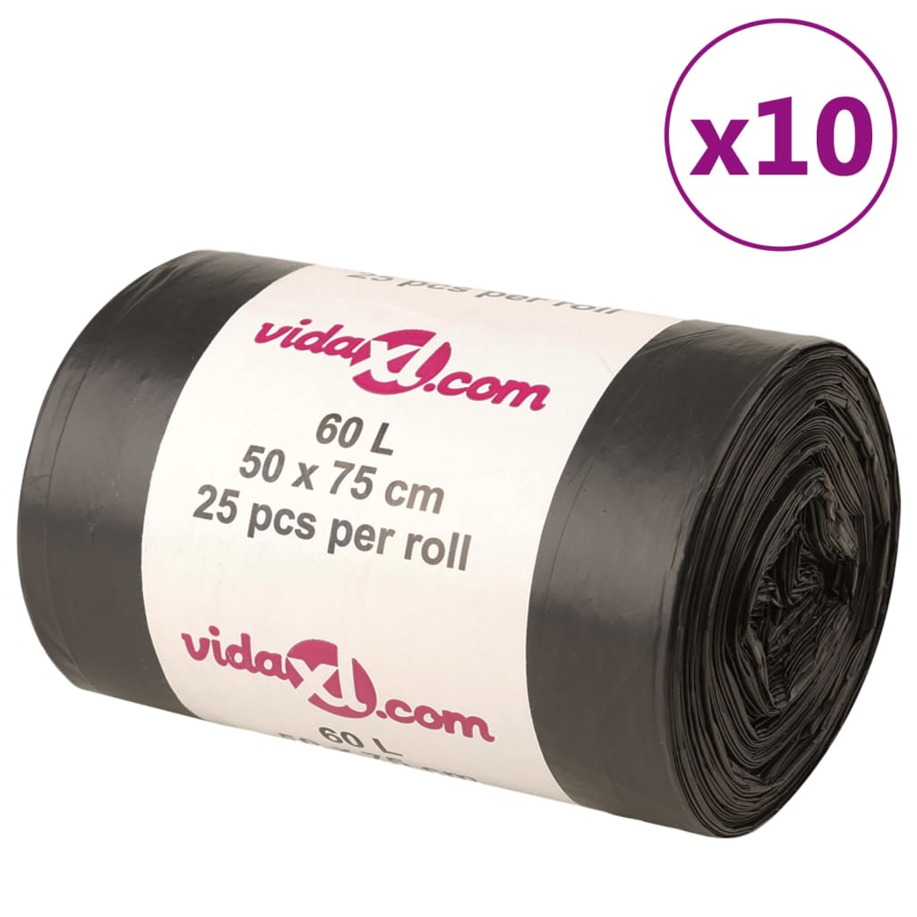 Vidaxl affaldsposer 250 ST 60 L Sort