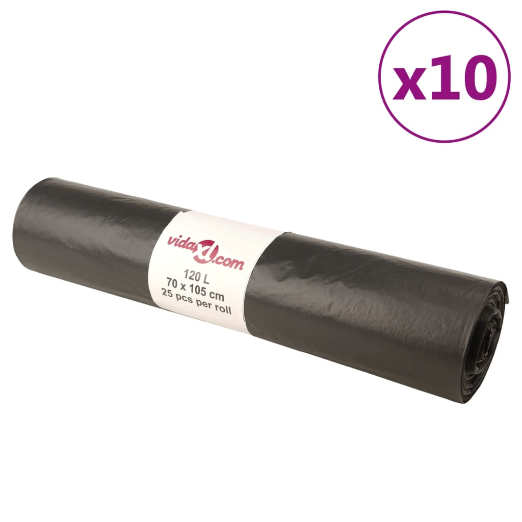 VidaXL affaldssække 250 stk 120 l sort