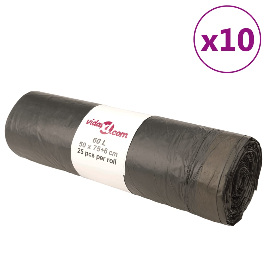 Vidaxl affaldsposer med drab dræbte 250 st 60 L sort