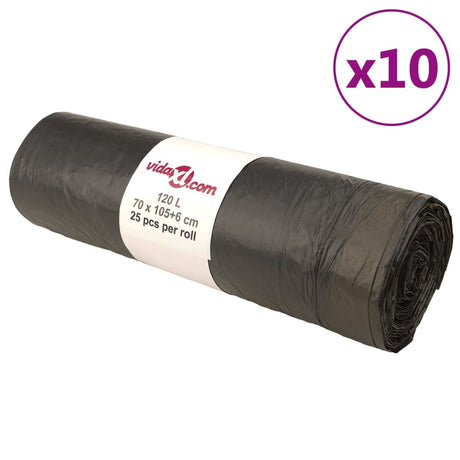Vidaxx affaldssække med snøre 250 stk 120 l sort