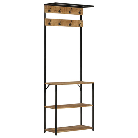 VidaXL knagerække med skohylde 68x30x182 cm massivt råt mangotræ