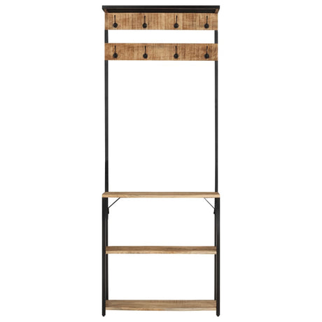 VidaXL knagerække med skohylde 68x30x182 cm massivt råt mangotræ
