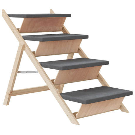 Vidaxl Dog Trappe 105x47 cm Solid fyrretræ grå grå