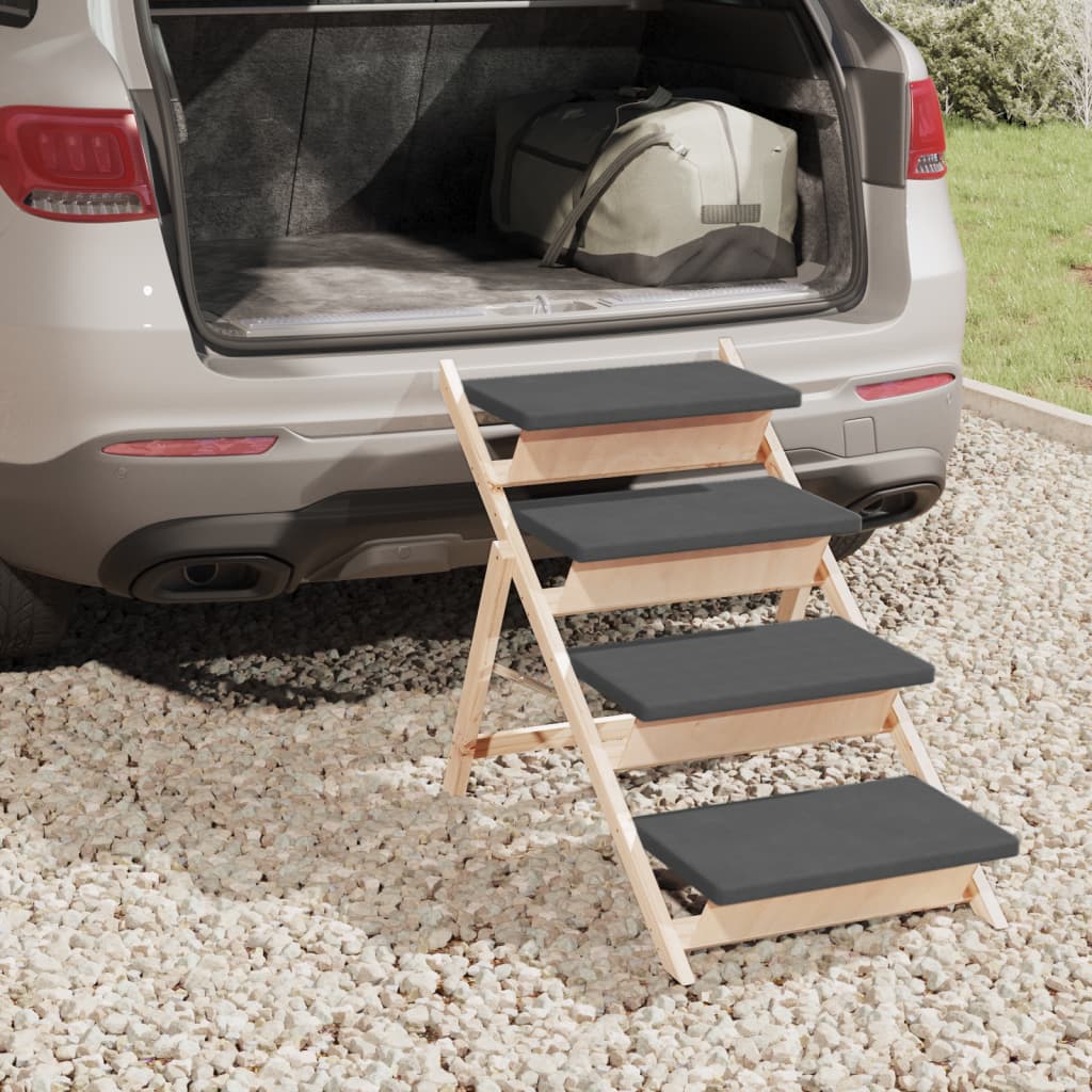 Vidaxl Dog Trappe 105x47 cm Solid fyrretræ grå grå