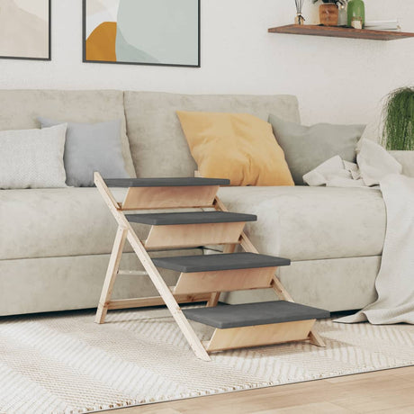 Vidaxl Dog Trappe 105x47 cm Solid fyrretræ grå grå