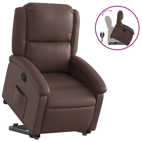 Vidaxl sta-op-fauteuil verstelbaar kunstleer bruin