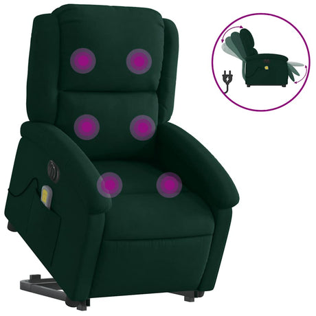 Vidaxl sta-op-massagestoel elektrisch verstelbaar fluweel donkergroen