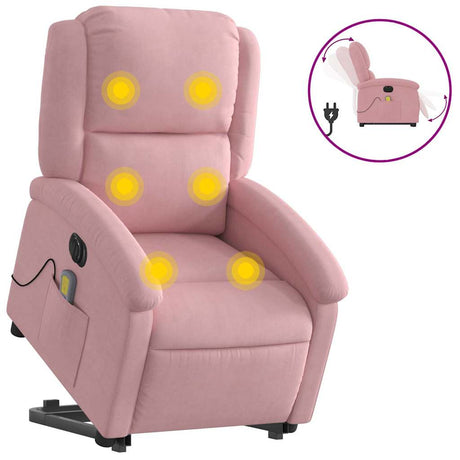 Vidaxl sta-op-massagestoel elektrisch verstelbaar fluweel roze