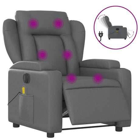 Vidaxl massagestoel verstelbaar elektrisch kunstleer grijs