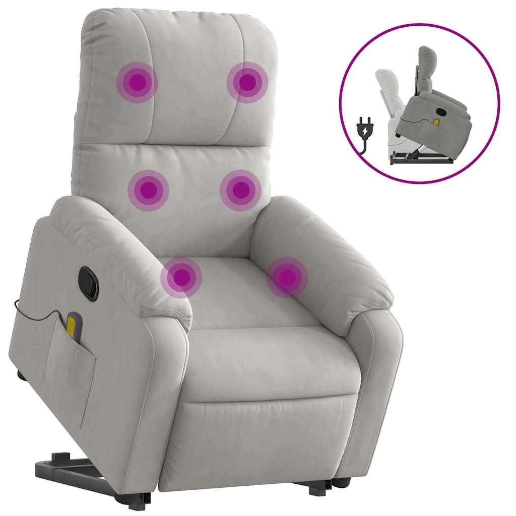 Vidaxl sta-op-massagestoel verstelbaar microvezelstof lichtgrijs