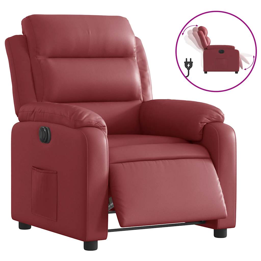 Vidaxl fauteuil verstelbaar elektrisch kunstleer wijnrood