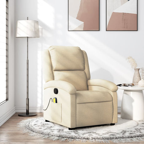 Vidaxl massagestoel met crèmekleurige stof