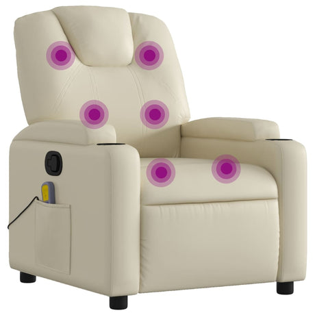 Vidaxl massagestoel van kunstleer in crèmekleur