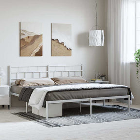 Vidaxl bedframe met hoofdbord metaal wit 193x203 cm
