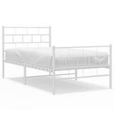 Vidaxl bedframe met hoofd- en voeteneinde metaal wit 90x200 cm