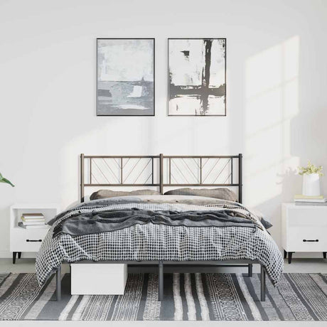Vidaxl bedframe met hoofdbord metaal zwart 150x200 cm