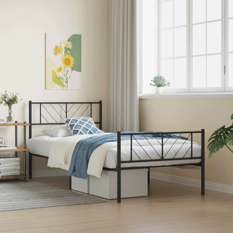 Vidaxl bedframe met hoofd- en voeteneinde metaal zwart 80x200 cm