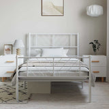 Vidaxl bedframe met hoofd- en voeteneinde metaal wit 100x200 cm