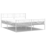 Vidaxl bedframe met hoofd- en voeteneinde metaal wit 193x203 cm