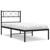 Vidaxl bedframe met hoofdbord metaal zwart 100x200 cm