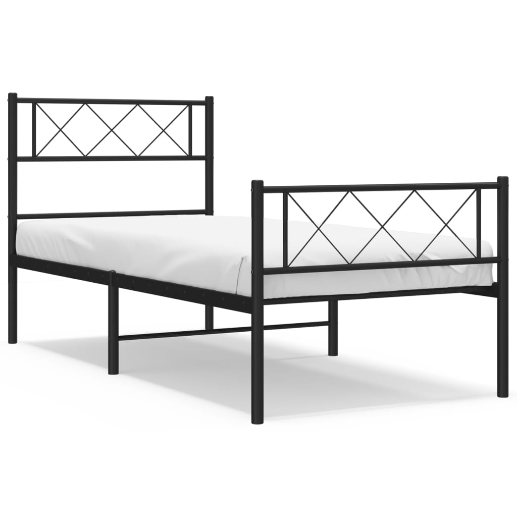 Vidaxl bedframe met hoofd- en voeteneinde metaal zwart 90x200 cm