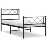 Vidaxl bedframe met hoofd- en voeteneinde metaal zwart 90x200 cm