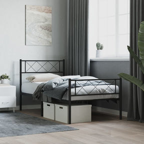 Vidaxl bedframe met hoofd- en voeteneinde metaal zwart 90x200 cm