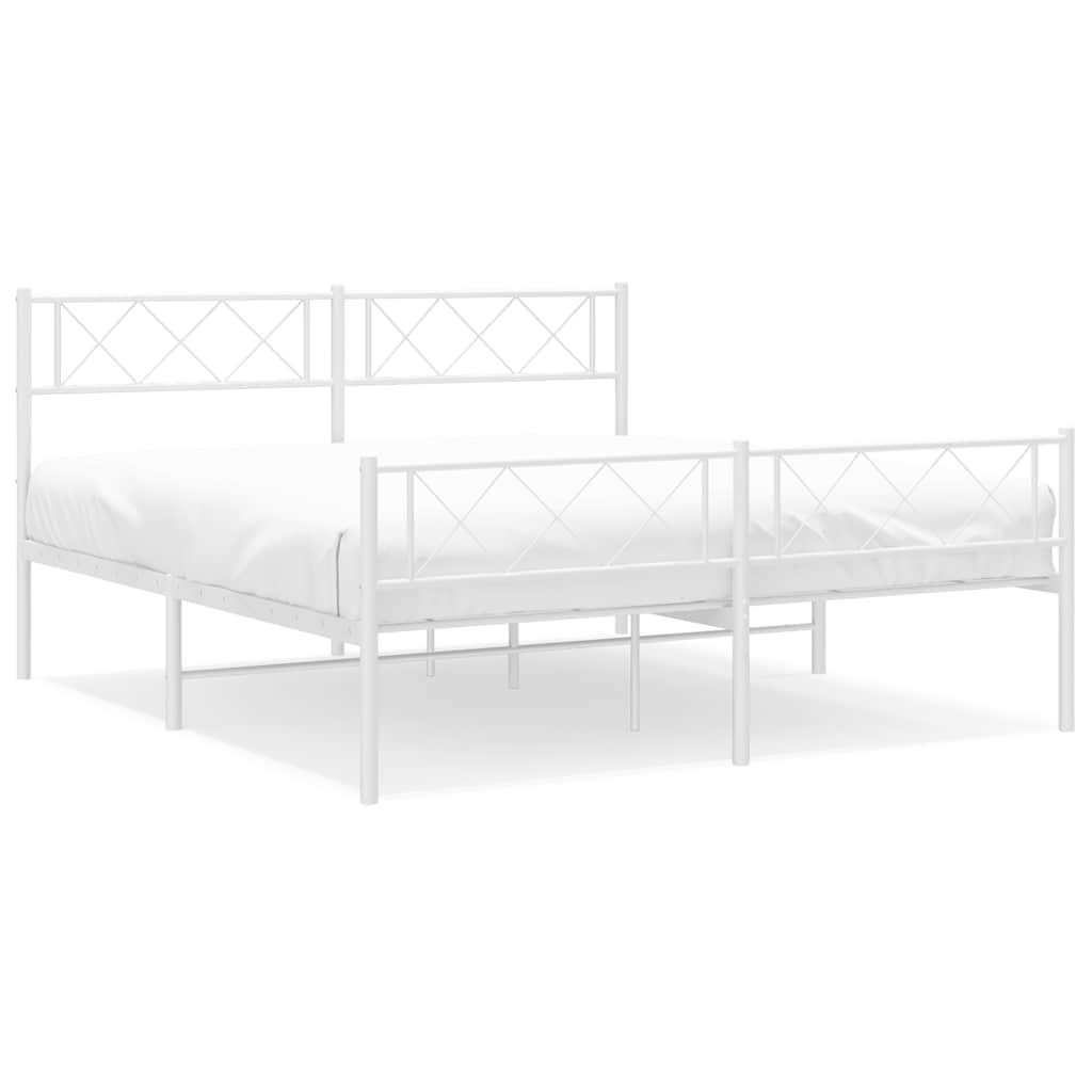 Vidaxl bedframe met hoofd- en voeteneinde metaal wit 135x190 cm