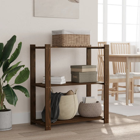Vidaxx opbevaringsstativ 3-lags 80x38x90 cm massiv fyrretræ brun