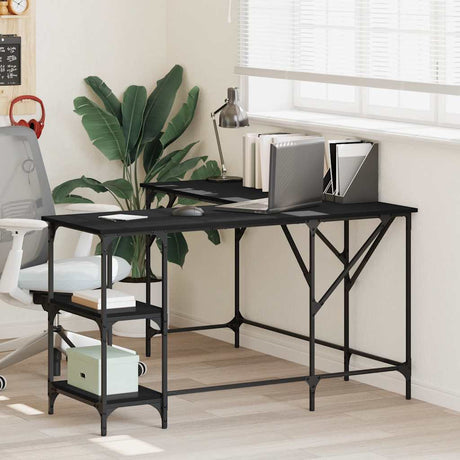 Vidaxl bureau 139x139x75 cm bewerkt hout zwart