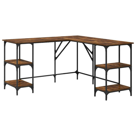 Vidaxl bureau 139x139x75 cm bewerkt hout gerookt eikenkleurig
