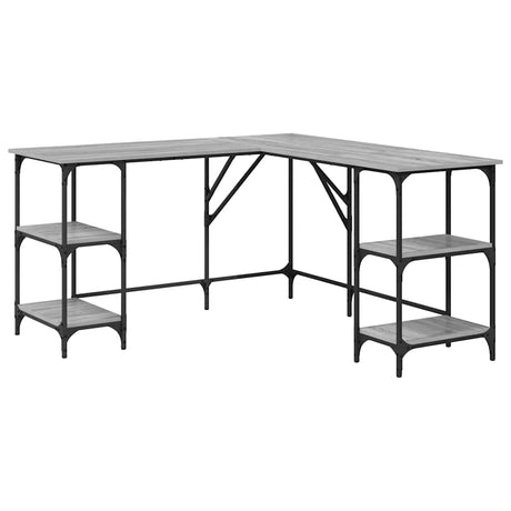 Vidaxl bureau 139x139x75 cm bewerkt hout grijs sonoma eikenkleurig