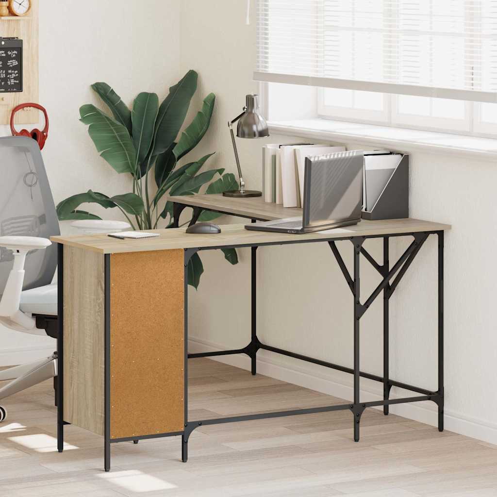 Vidaxl bureau 141x141x75 cm bewerkt hout sonoma eikenkleurig