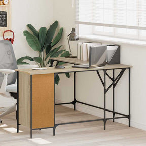 Vidaxl bureau 141x141x75 cm bewerkt hout sonoma eikenkleurig