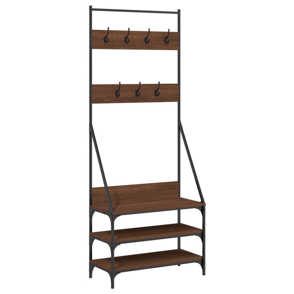 Vidaxx tøjstativ med skostativ 72x34x184 cm brun eg farve