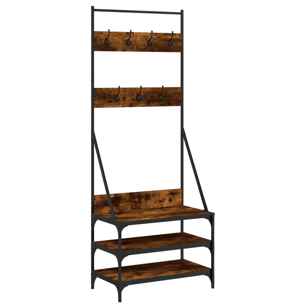 VidaXL tøjstativ med skostativ 70x40x184 cm røget eg