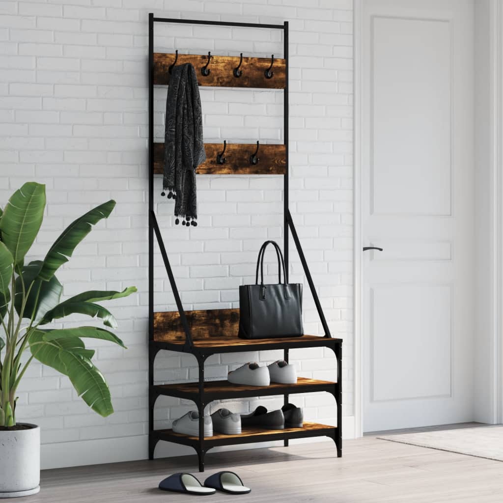 VidaXL tøjstativ med skostativ 70x40x184 cm røget eg
