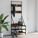 VidaXL tøjstativ med skostativ 70x40x184 cm røget eg